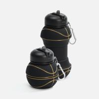 Складная бутылка для воды Basketball Flex, черная