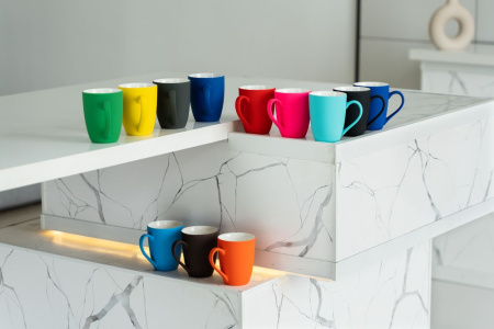 Кружка Good Morning с покрытием софт-тач, ver.2, ярко-розовая (фуксия)