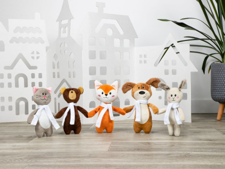 Мягкая игрушка Beastie Toys, собачка с белым шарфом