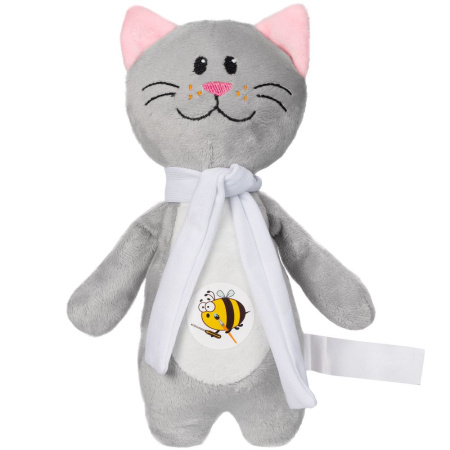 Мягкая игрушка Beastie Toys, котик с белым шарфом