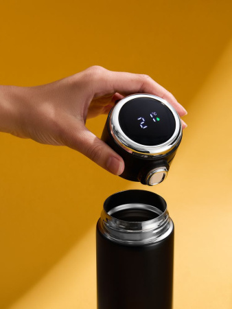 Смарт-бутылка c заменяемой батарейкой warmSens, черная