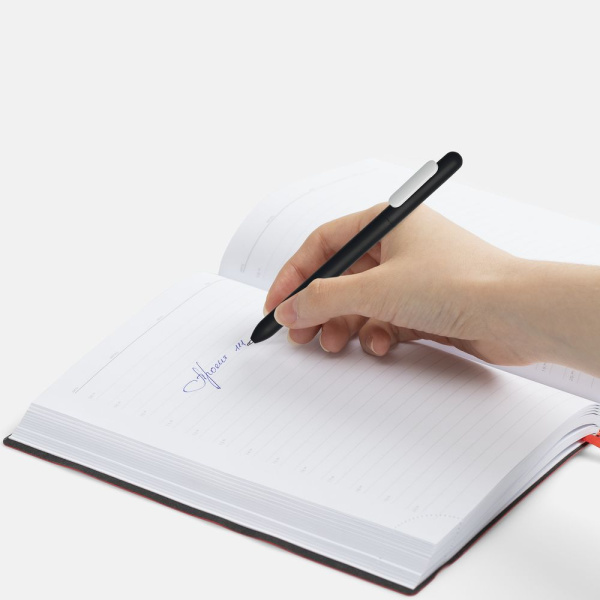 Ручка шариковая Slider Soft Touch, черная с белым