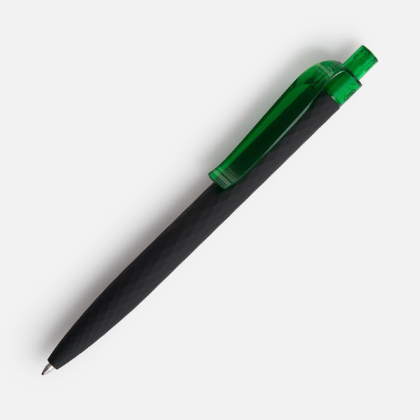 Ручка шариковая Prodir QS01 PRT-P Soft Touch, черная с зеленым