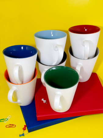 Кружка New Bell матовая, белая с голубым