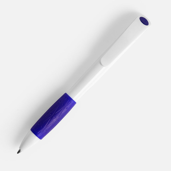 Ручка шариковая Grip, белая с синим