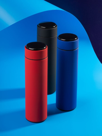 Смарт-бутылка с заменяемой батарейкой Long Therm Soft Touch, красная, без пакета