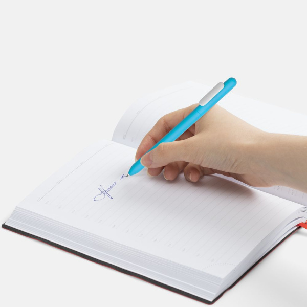 Ручка шариковая Slider Soft Touch, голубая с белым