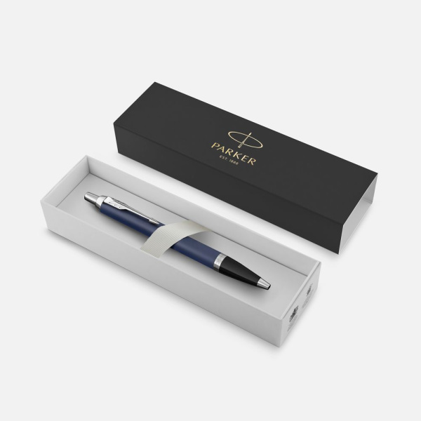 Ручка шариковая Parker IM Core Matte Blue CT, темно-синяя с черным